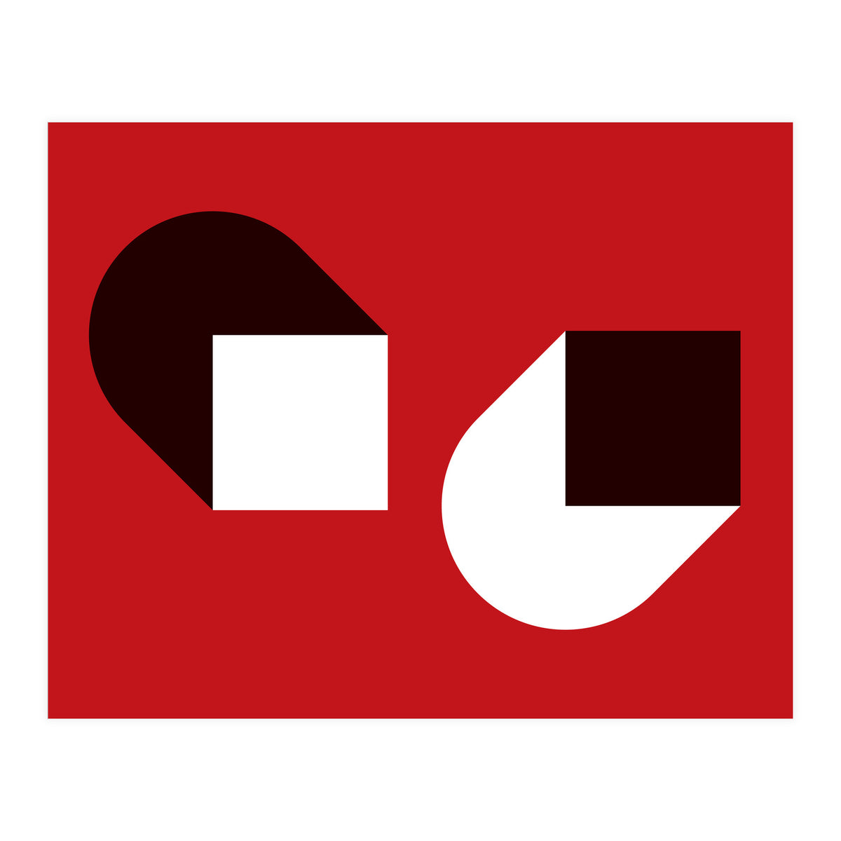 Geometric Shapes No. 38 - red, white & black (Print Only)