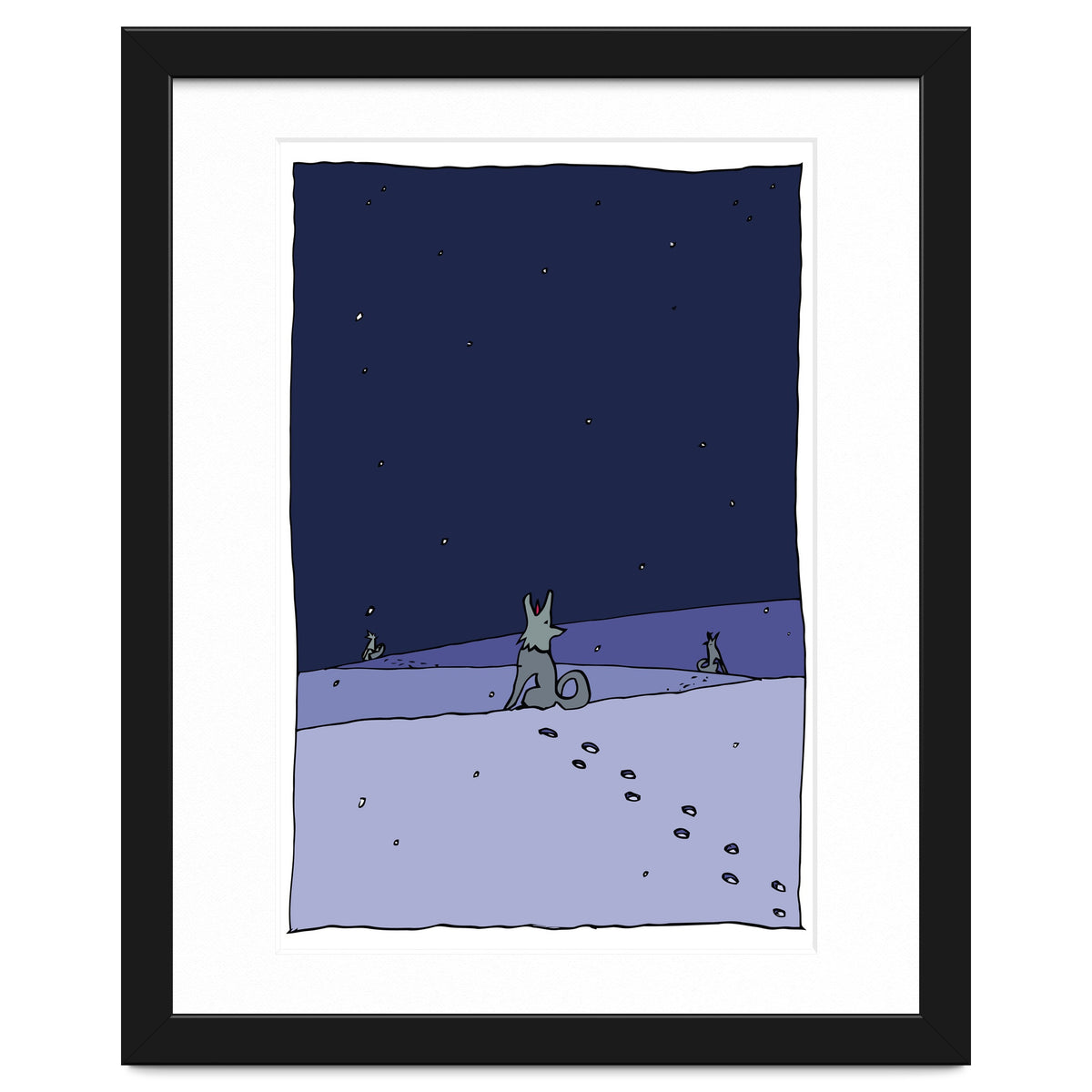 Dogs in Winter Night