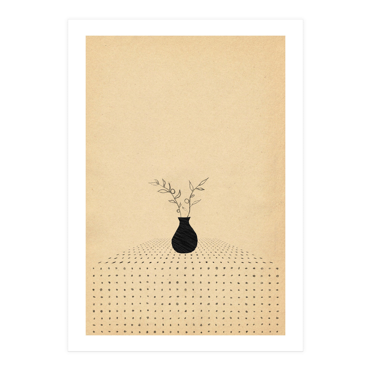 Abstract still life, vase and plants (Print Only)