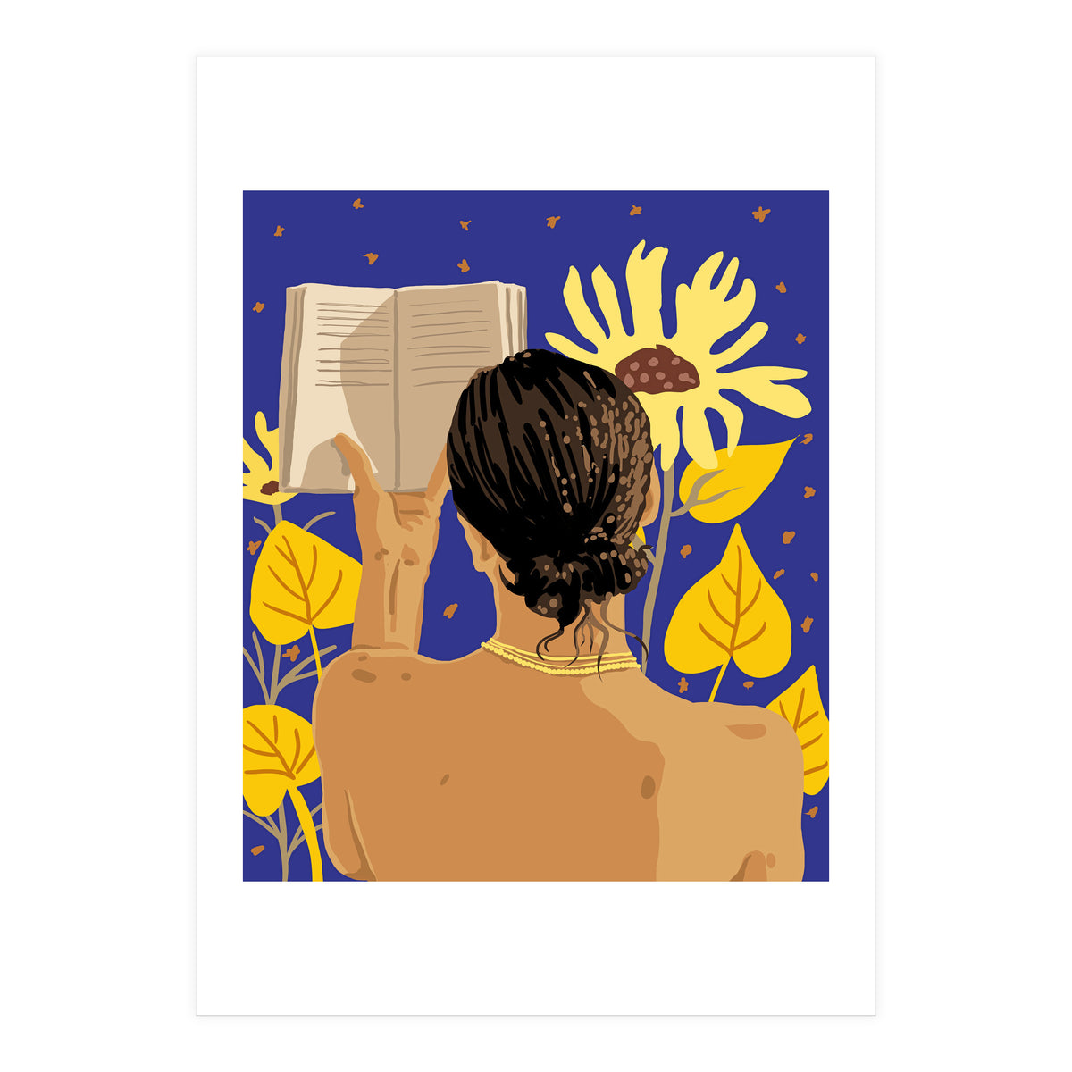 You're never alone when lost in the magic of a book, Bohemian Reader Botanical, Nude Plant Lady (Print Only)