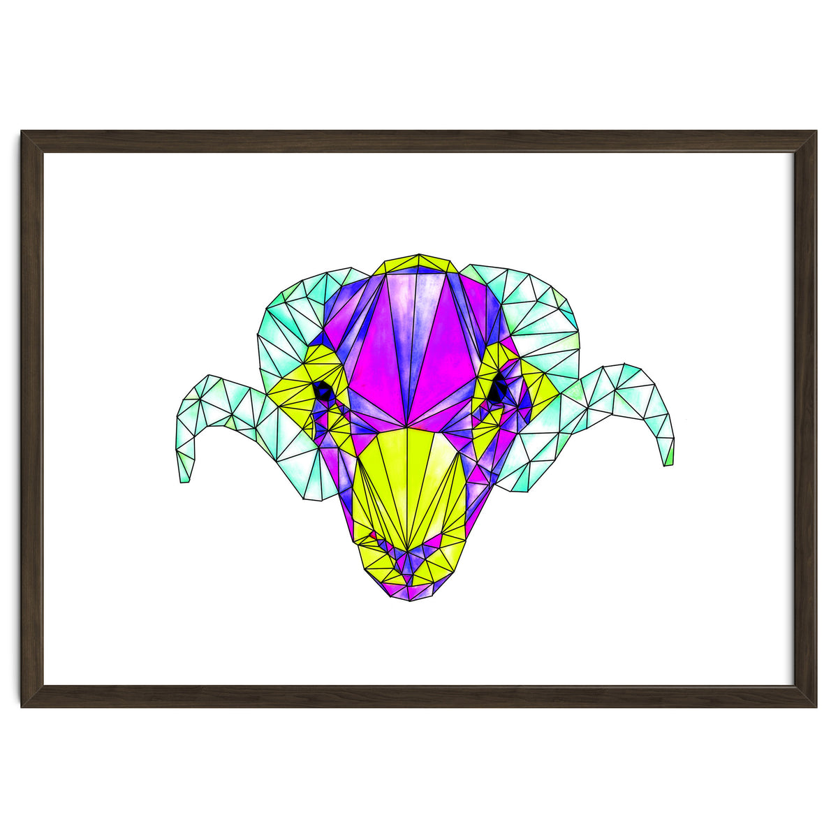 Colourful Geometric Swaledale Sheep Tup with Black Lines