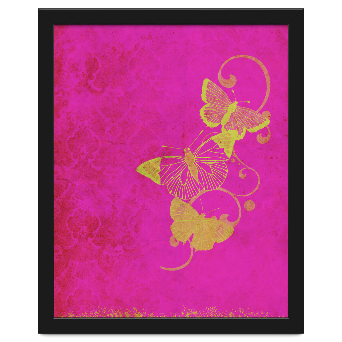 Yellow Butterflies on Pink