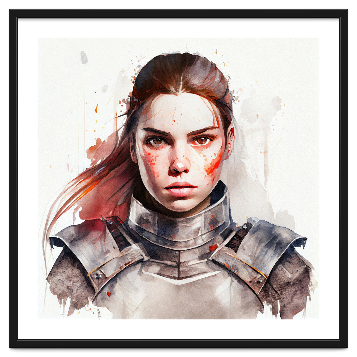 Watercolor Medieval Soldier Woman #2