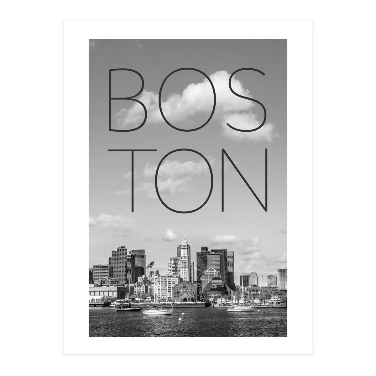 BOSTON Skyline North End & Financial District | Text & Skyline (Print Only)
