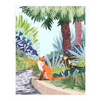 Fox in The Garden | Animals Wildlife Botanical Nature Painting | Boho Colorful Jungle Illustration (Print Only)