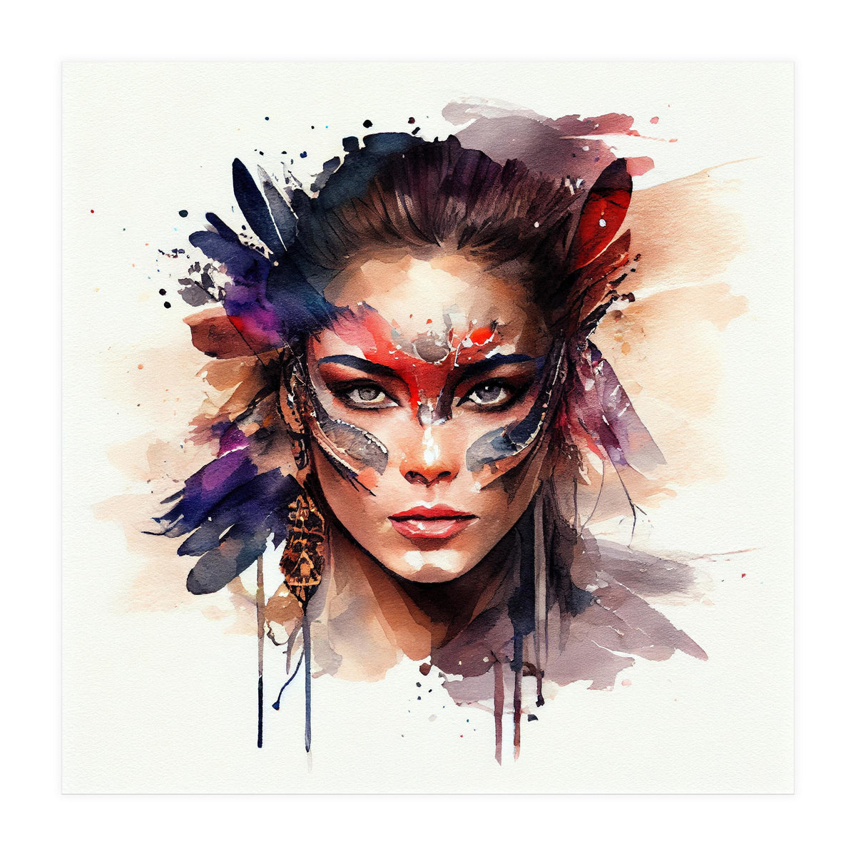 Watercolor Carnival Woman #9 (Print Only)