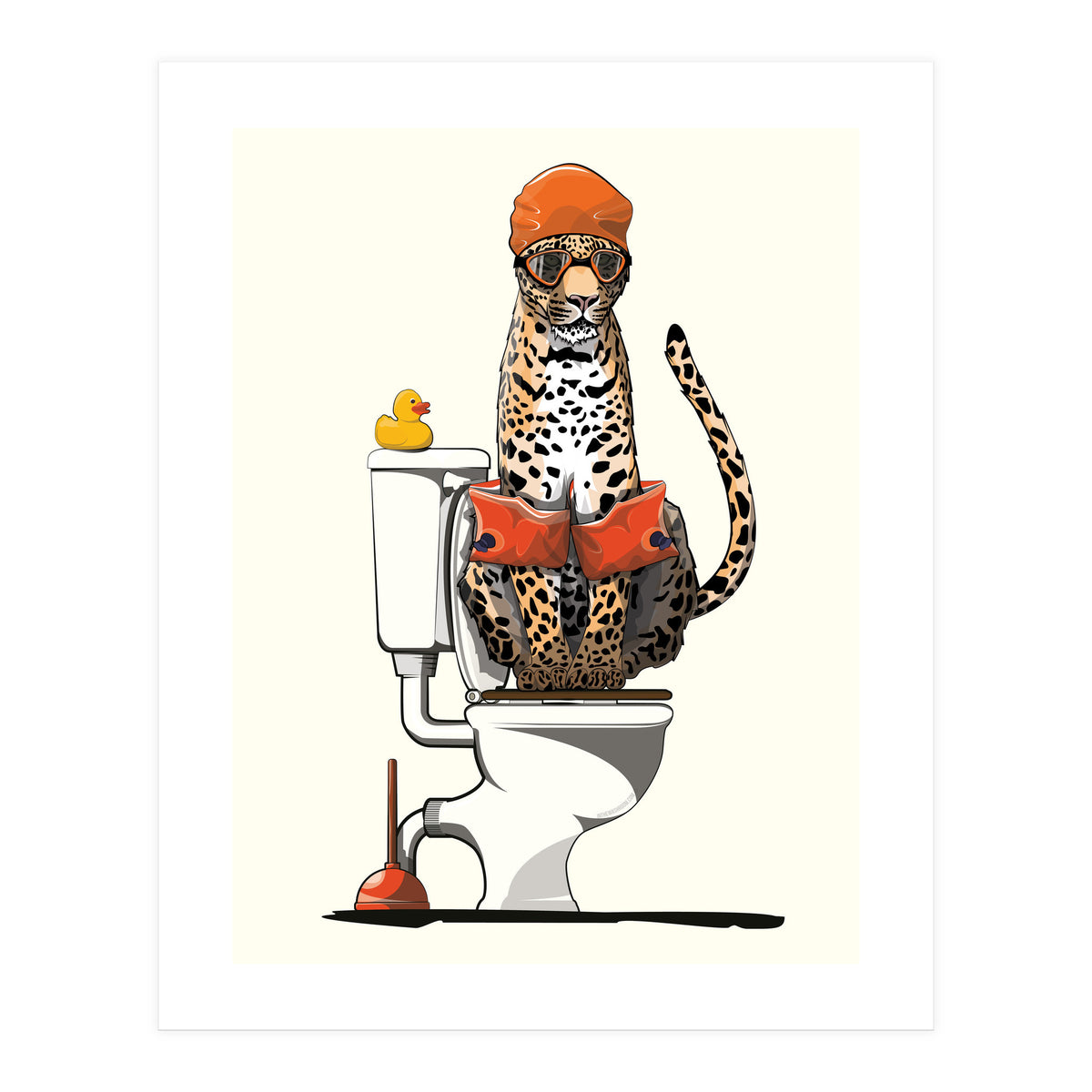 Leopard on the Toilet, Funny Bathroom Humour (Print Only)