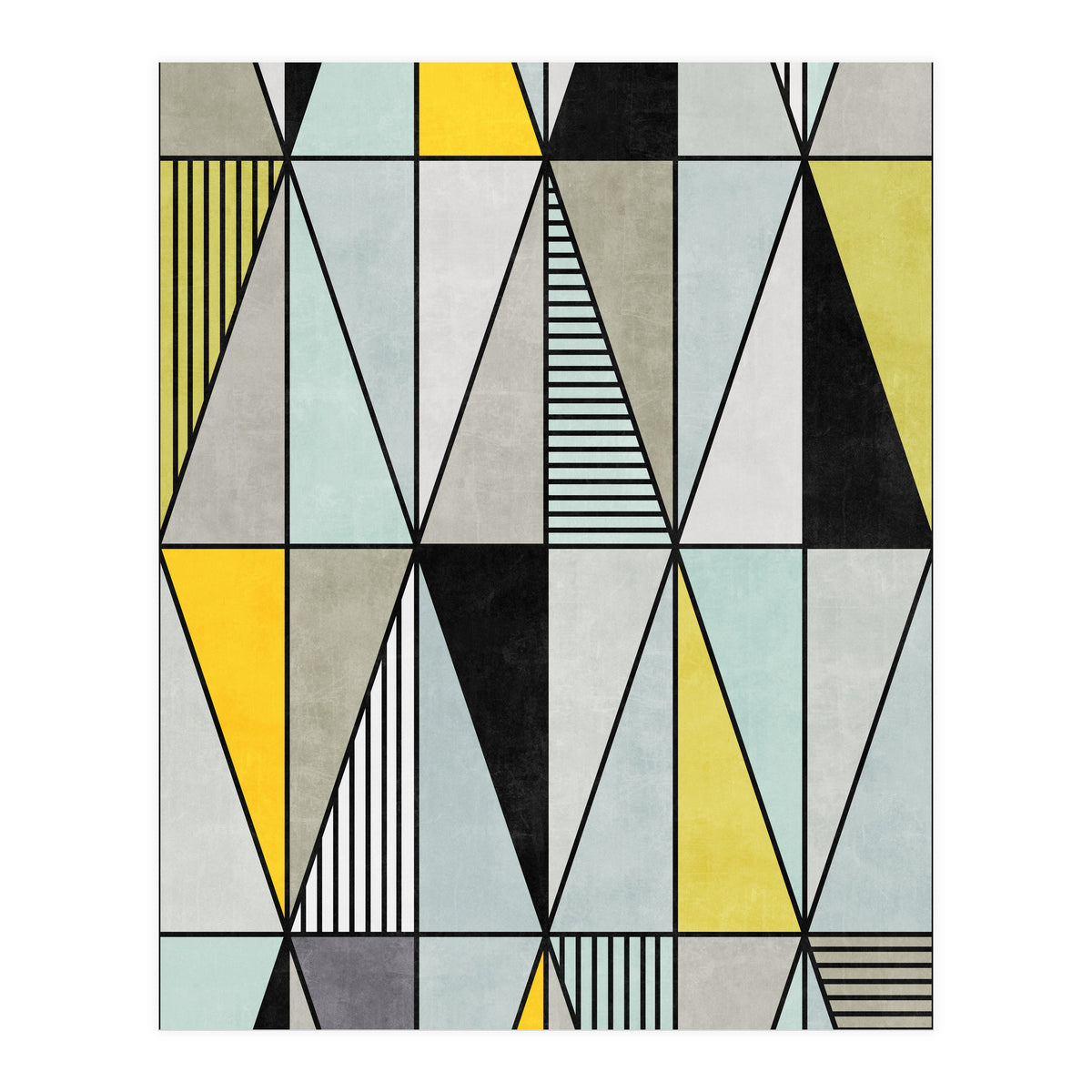 Colorful Concrete Triangles - Yellow, Blue, Grey (Print Only)