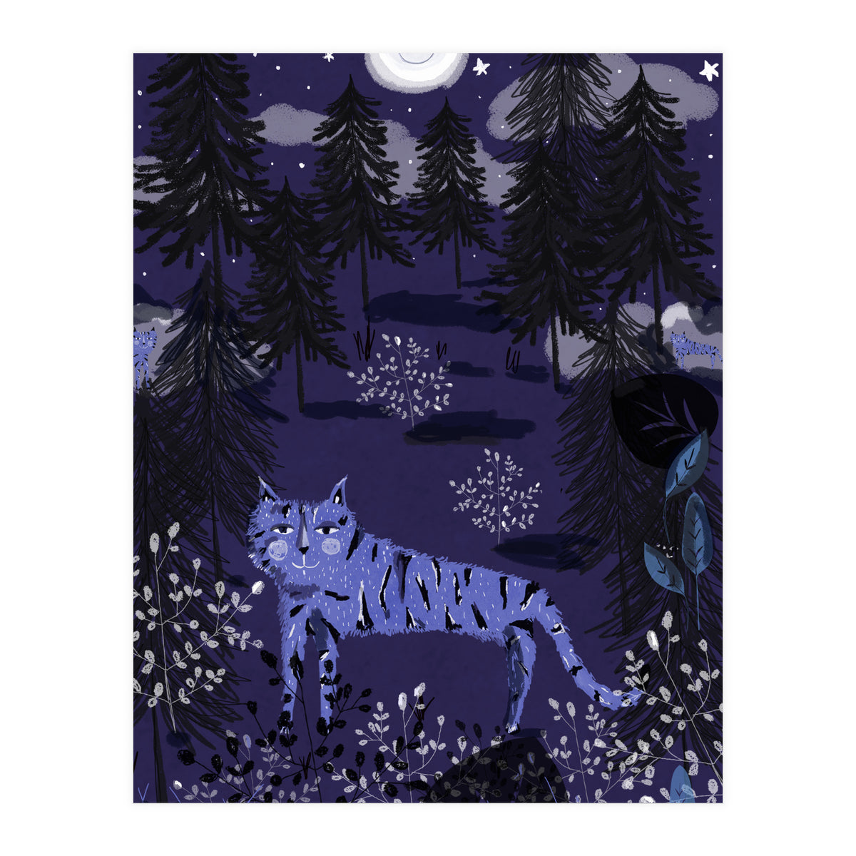 Night tigers  hide and seek (Print Only)