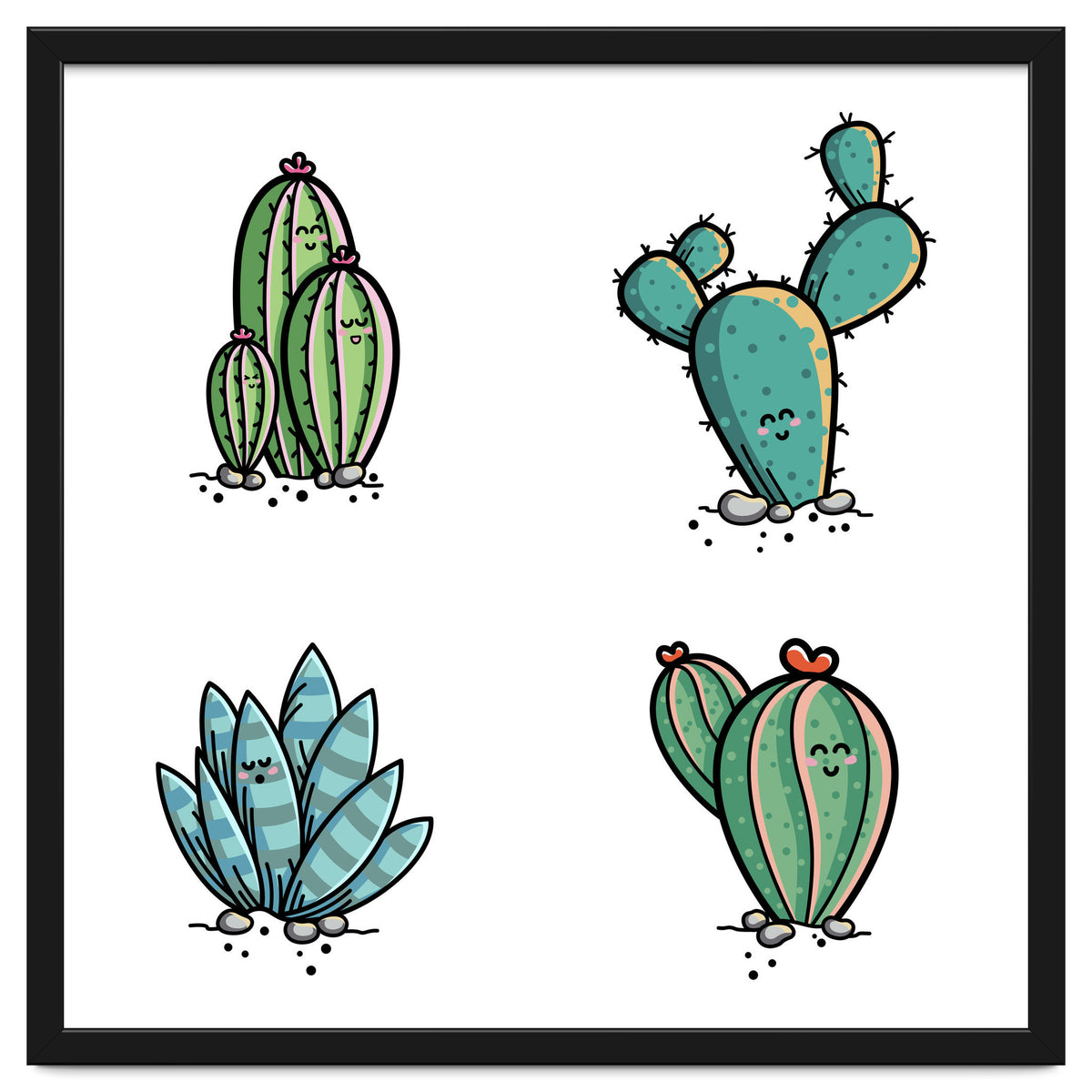 Kawaii Cute Cacti Desert Plants