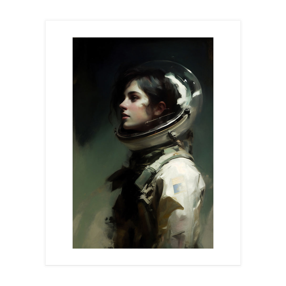 Gothic Astronaut Moody Dark Painting  (Print Only)