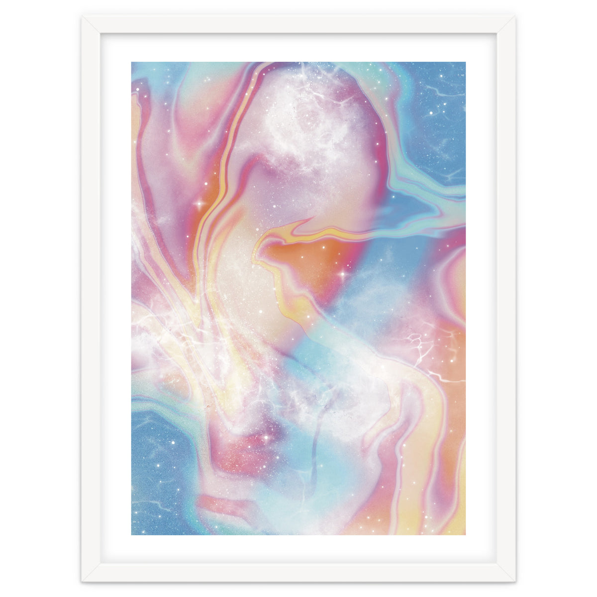 Pastel Pink Blue Space Marbling