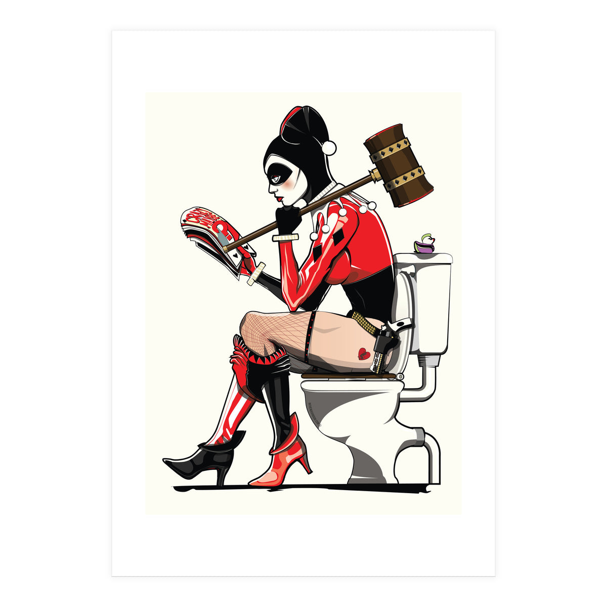 Harley Quinn on the Toilet, funny Bathroom Humour (Print Only)