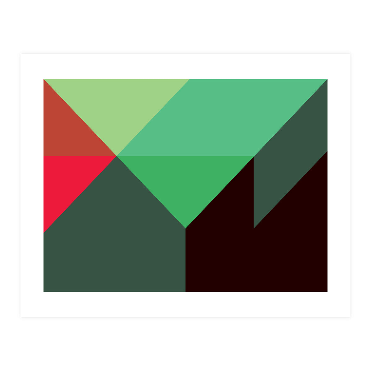 Geometric Shapes No. 30 - red, green & black (Print Only)