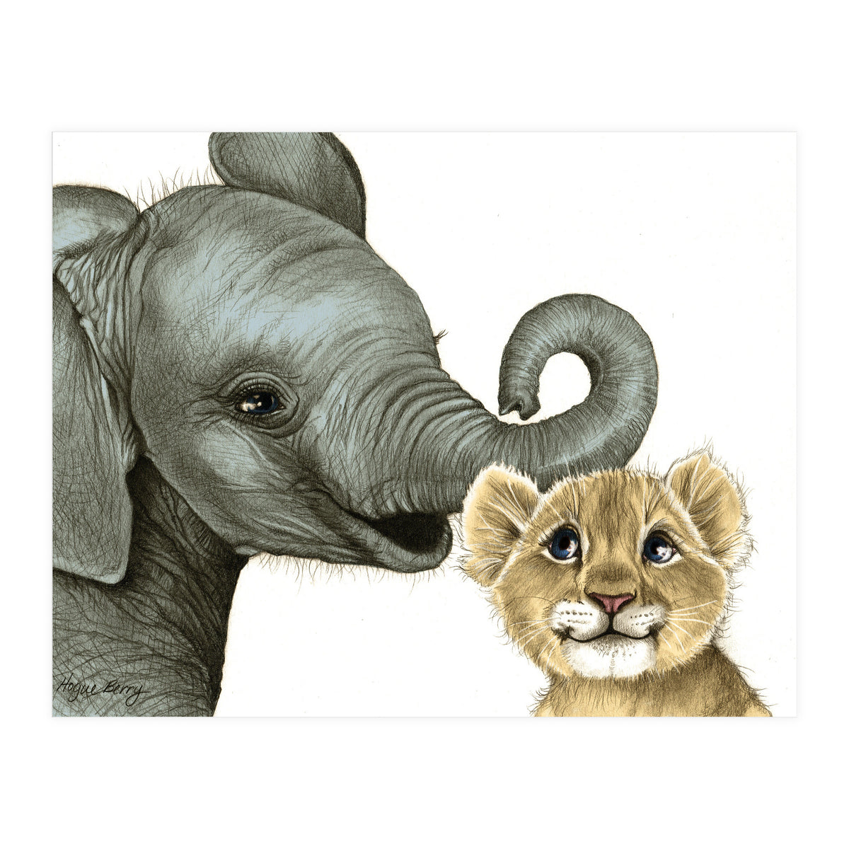 Best Friends, Elephant and Lion (Print Only)