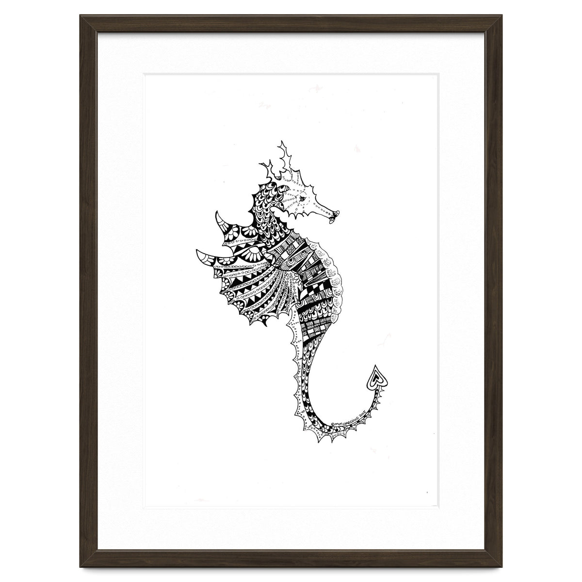 Seahorse Dragon Zen Doodle