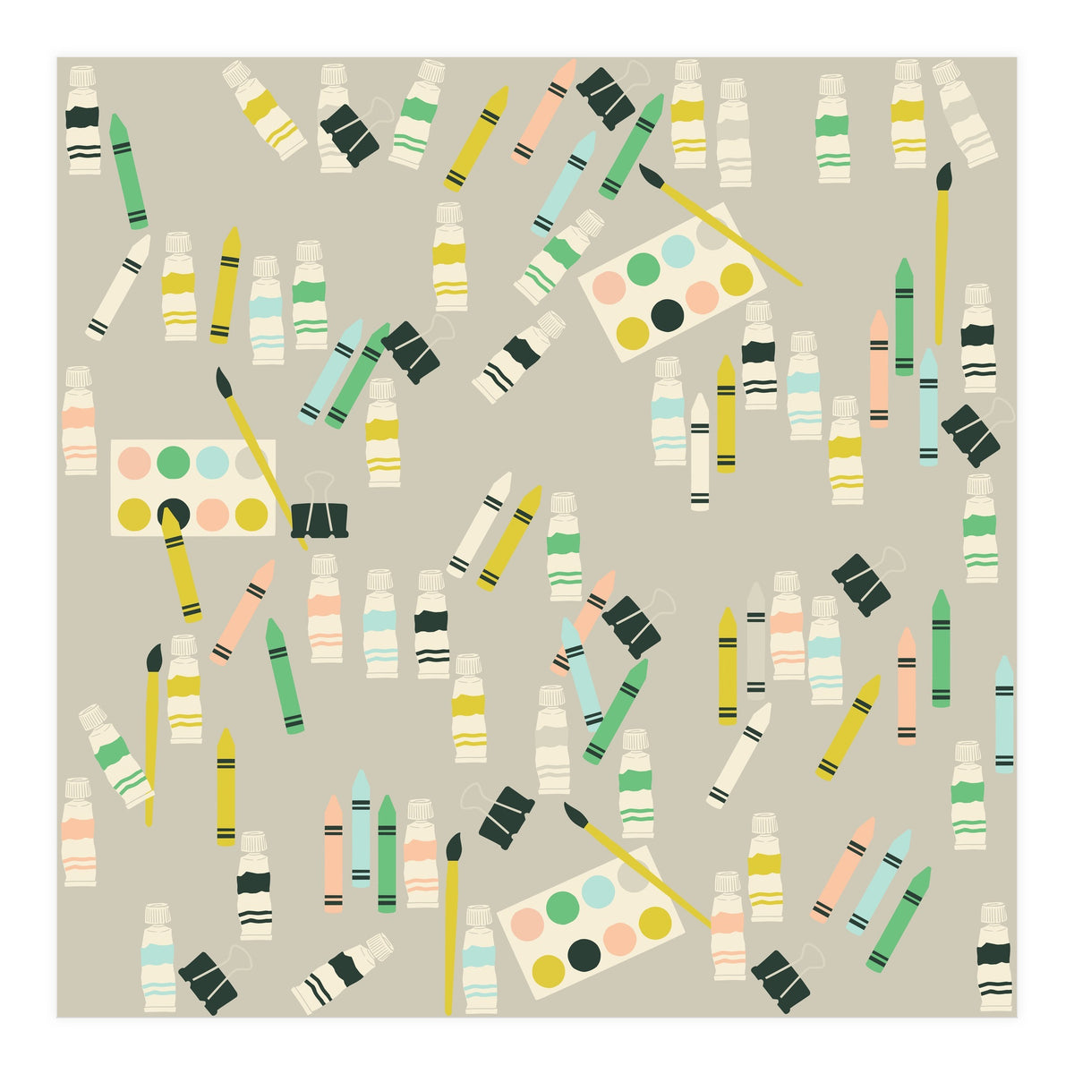 Artist pattern with crayons, watercolors and acrylic paint (Print Only)