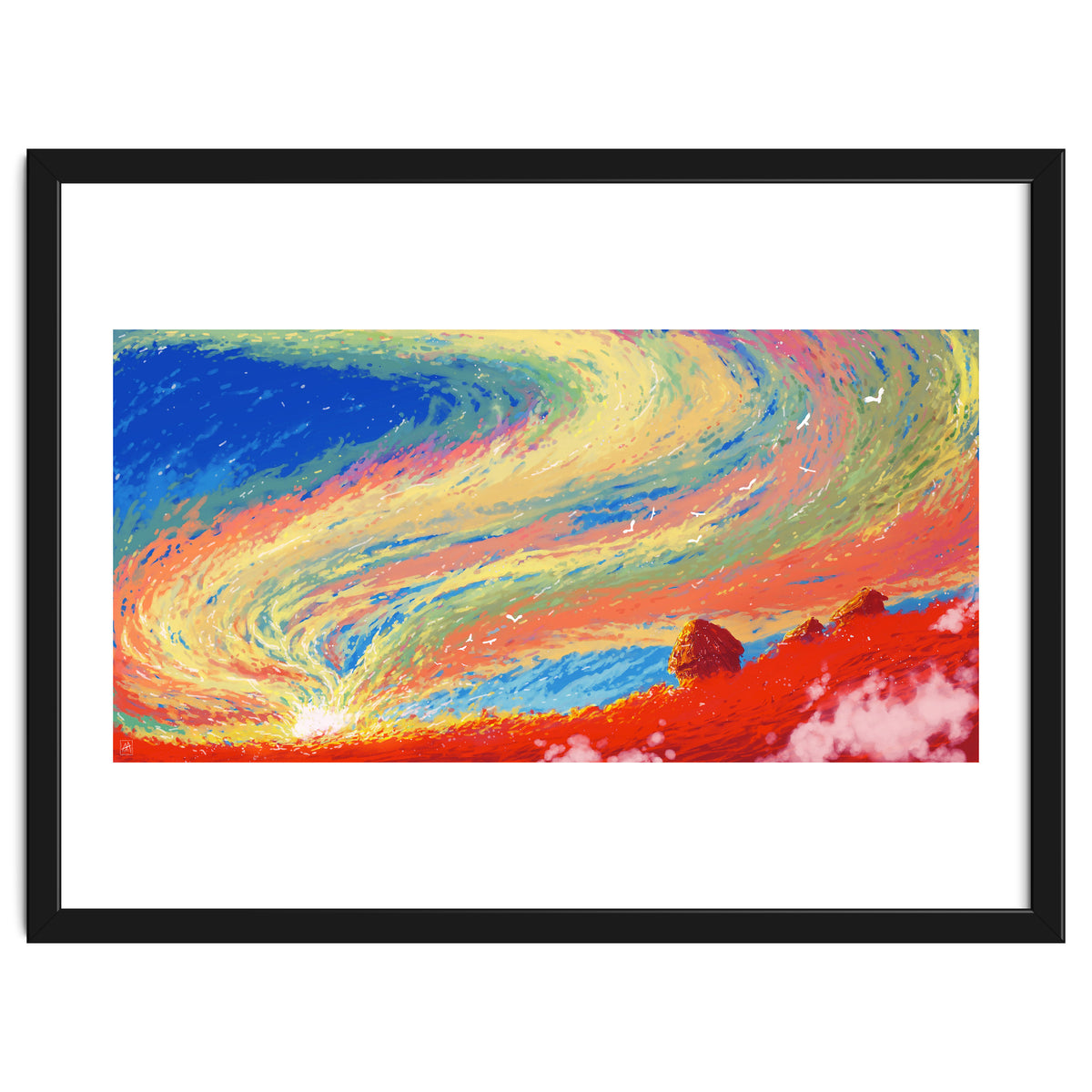 Haystacks At Sunset Reimagined