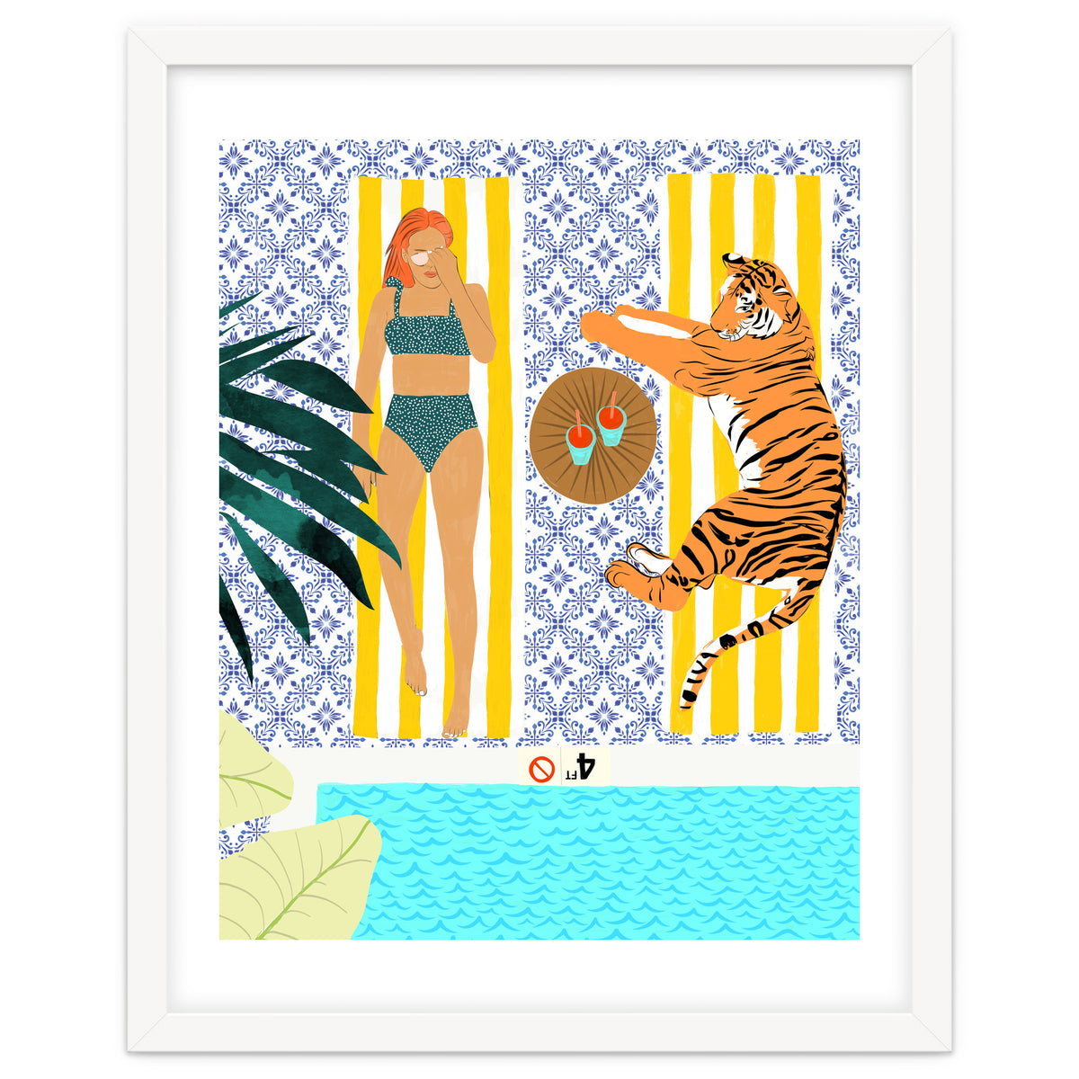How To Vacay With Your Tiger, Human Animal Connection Illustration, Tropical Travel Morocco Painting