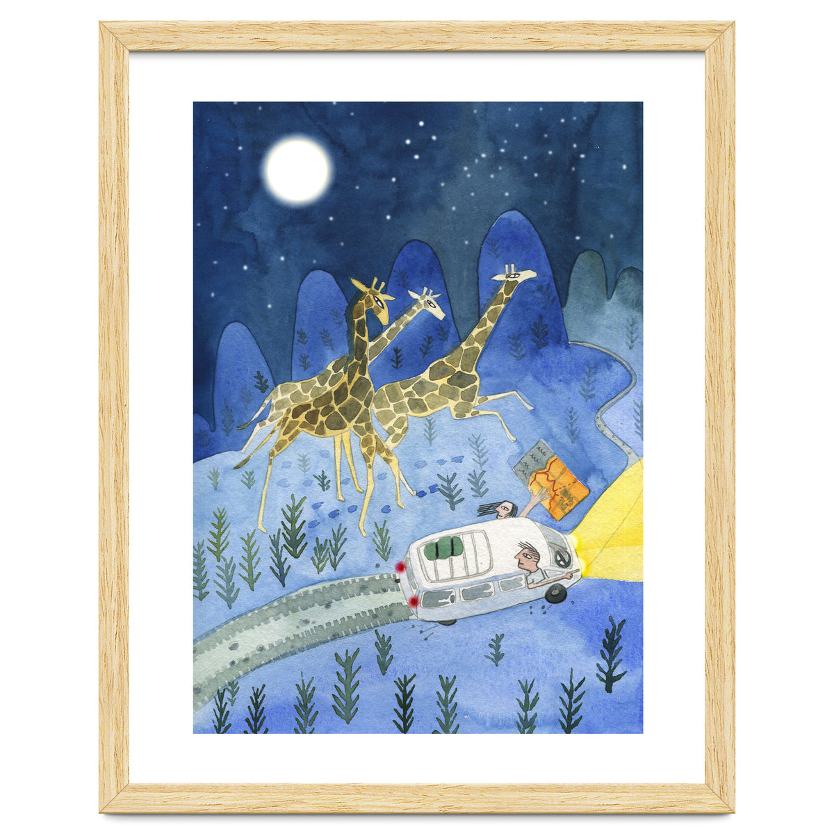 Giraffes In Moonlight