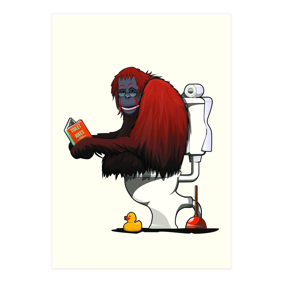 Orangutan on the Toilet, Funny Bathroom Humour (Print Only)