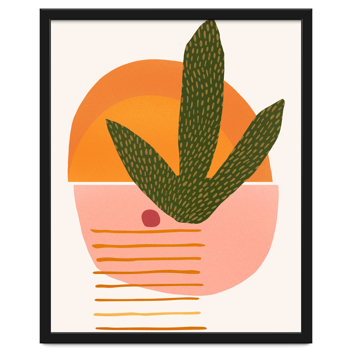 Desert Sunset With Cactus And Cherry