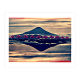 Reflection on Mount Fuji with cherry trees. (Print Only) thumbnail