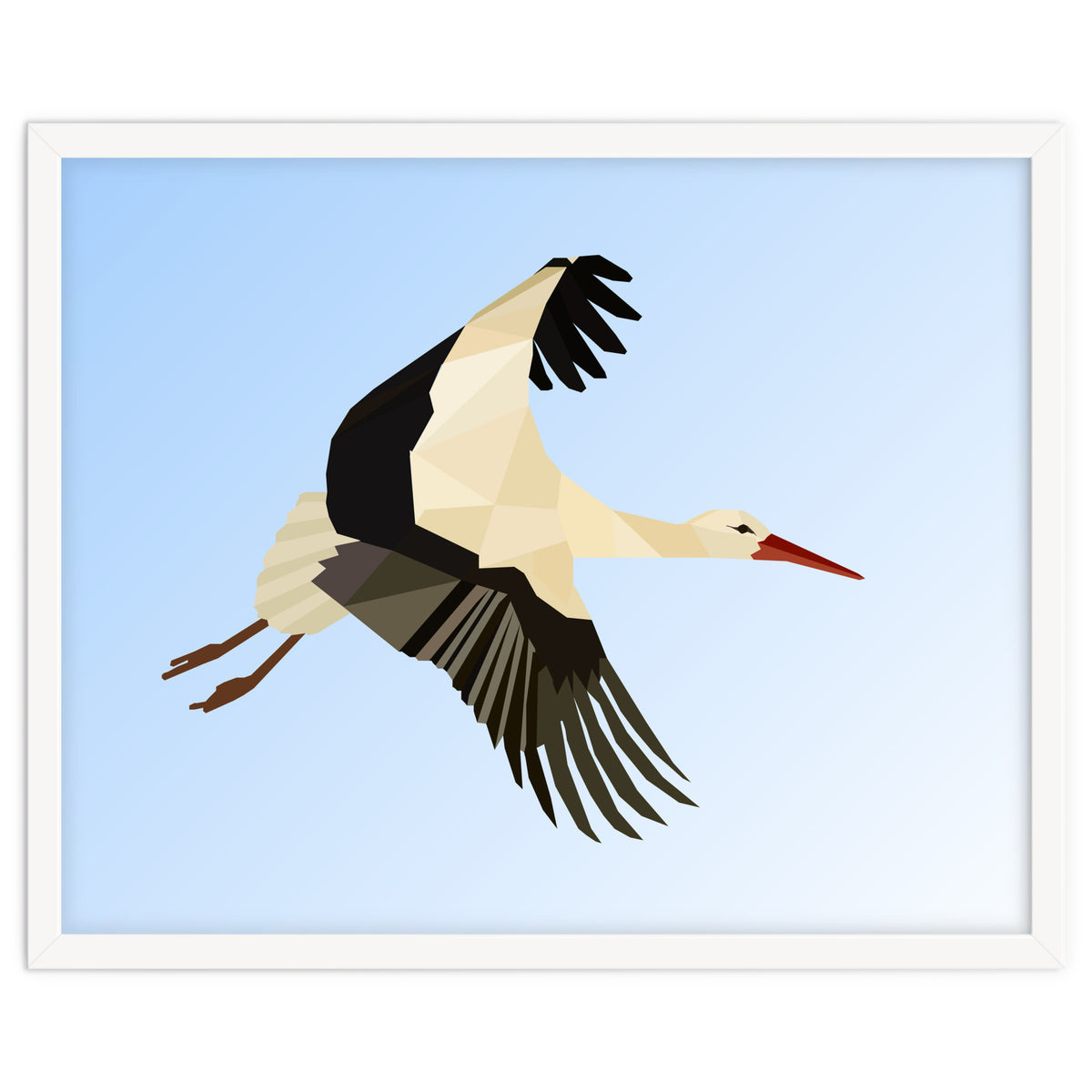 White Stork Bird Low Poly Art
