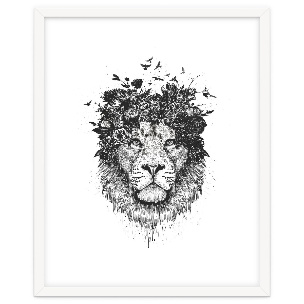 Floral Lion Bw