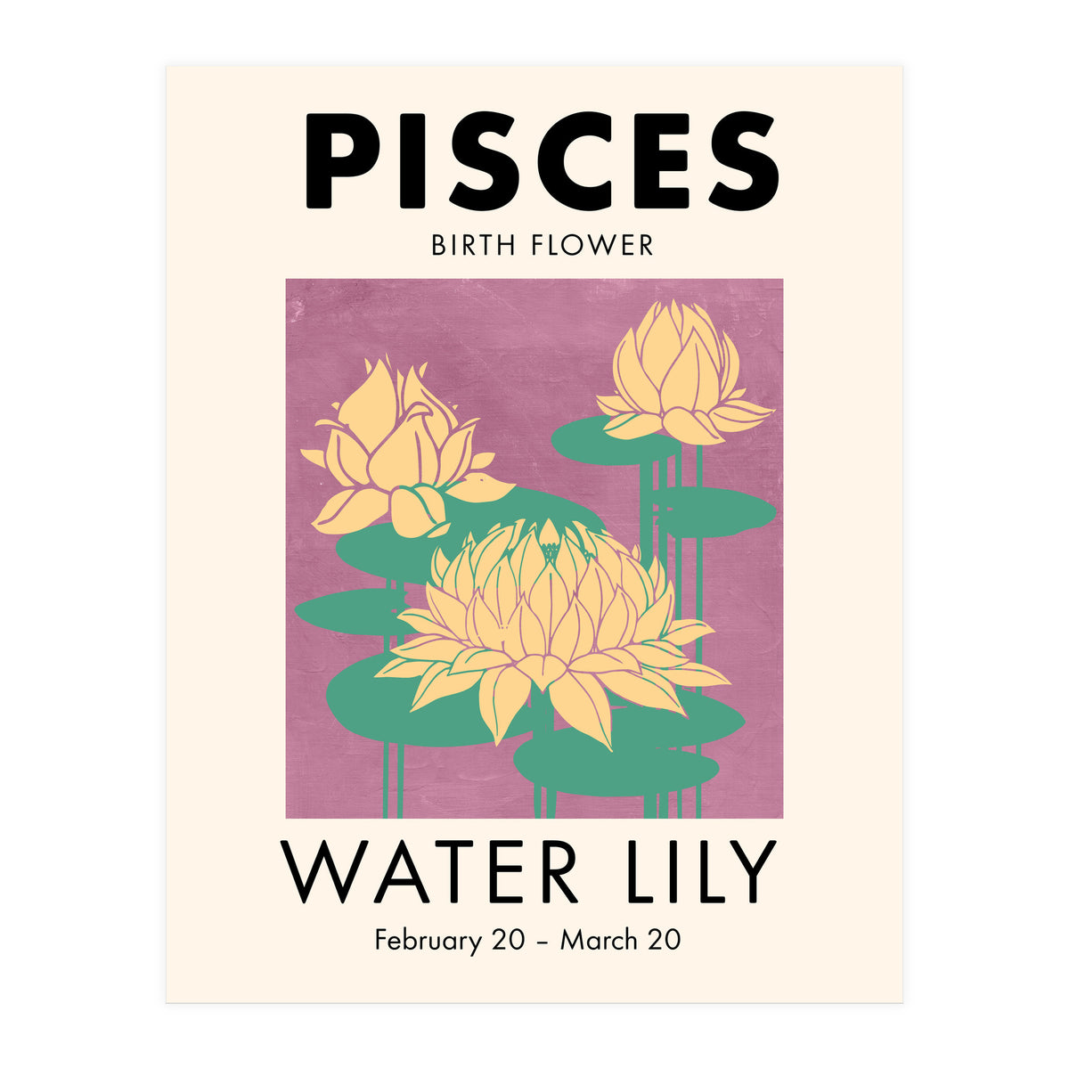 Pisces Birth Flower Water Lily (Print Only)