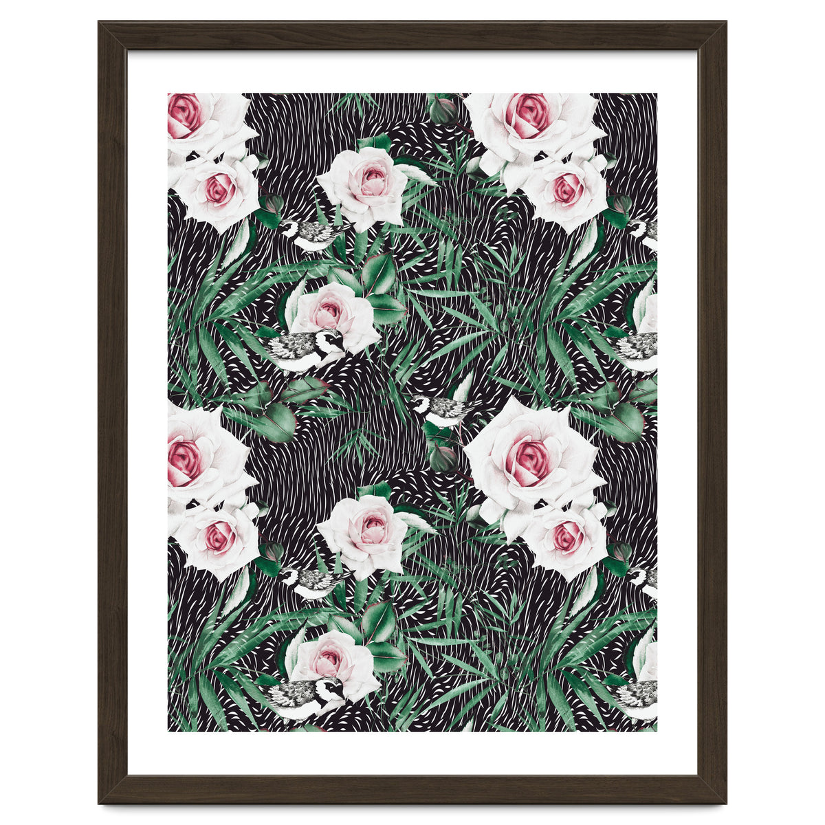 Dark flowery abstract of birds