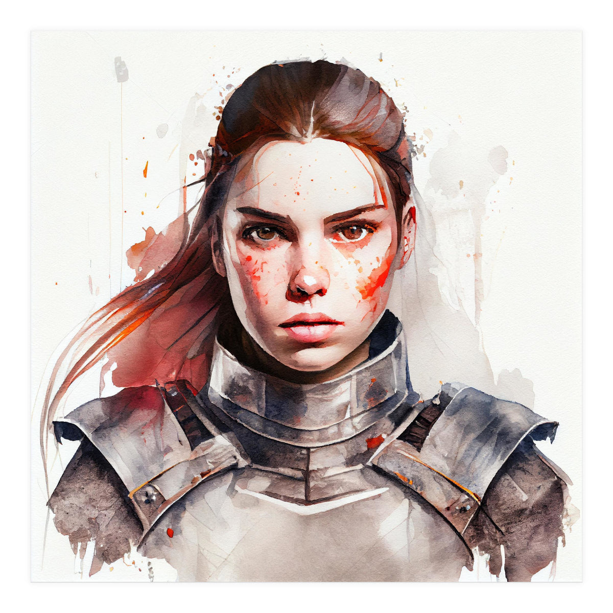 Watercolor Medieval Soldier Woman #2 (Print Only)