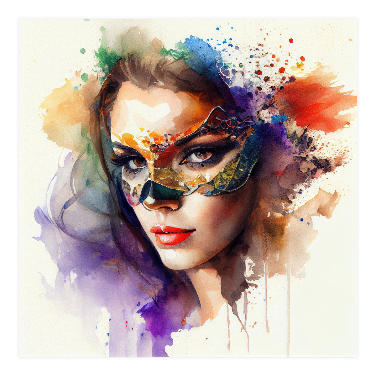 Watercolor Carnival Woman #11 (Print Only)