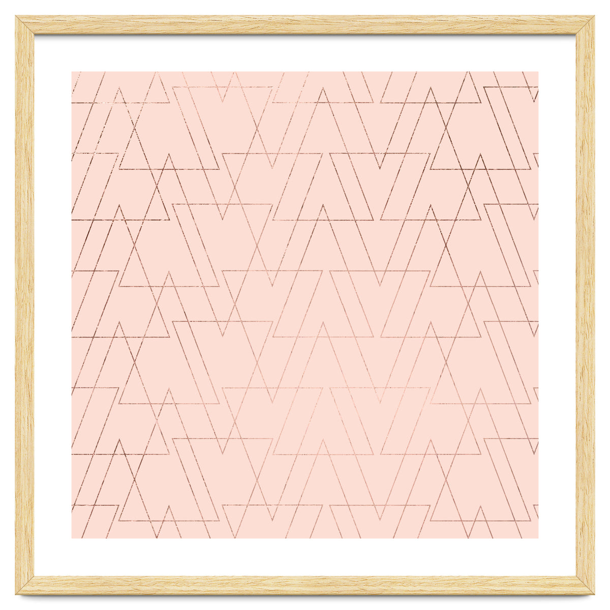 Modern Rose Gold Geometric Thin Triangles Blush Pink Abstract Pattern