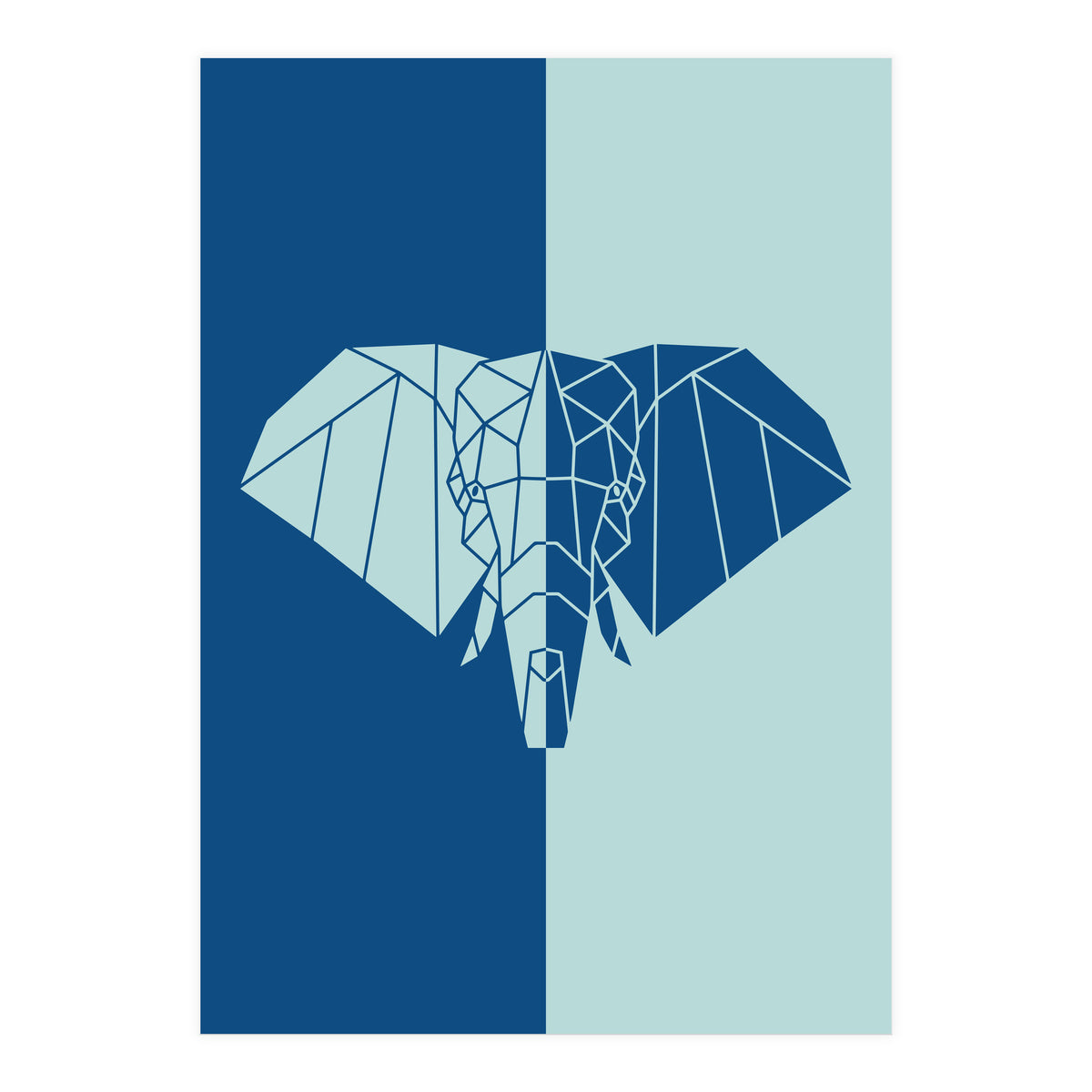 ELEPHANT IN BLUE ! POLYGON ART (Print Only)