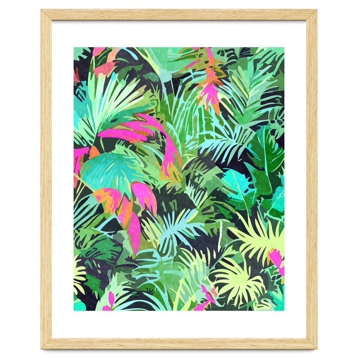 Tropical Jungle, Botanical Nature Plants, Palm Forest Bohemian Watercolor, Modern Wild Painting