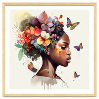 Watercolor Butterfly African Woman #6