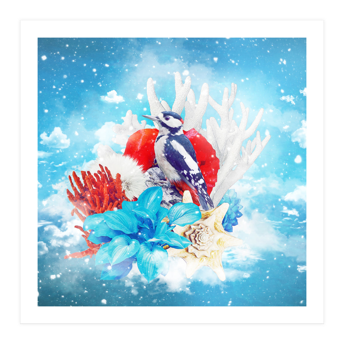 Floral Woodpecker In Winter (Print Only)