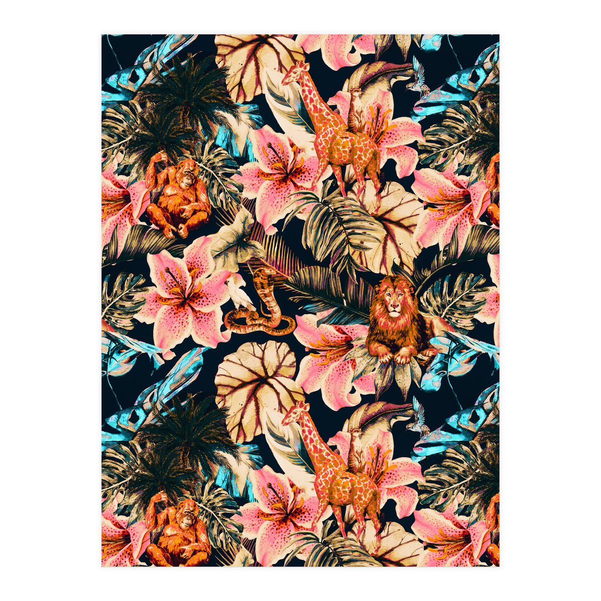 Wild animals in the dark of the jungle 02 (Print Only)