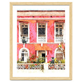 Monkey Business | Watercolor Tropical Goa Architecture Painting | Travel Pastel Pink Blush Building thumbnail