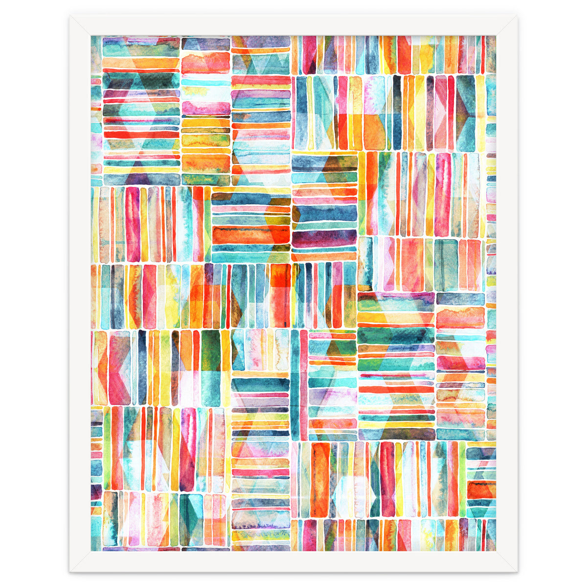 Summer Pastel Geometric and Striped Abstract on white
