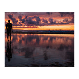 Sunset at Another Place - Sir Antony Gormley statues at Crosby Beach in Merseyside, England.  (Print Only) thumbnail