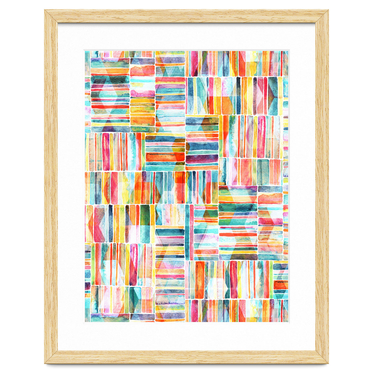 Summer Pastel Geometric and Striped Abstract on white