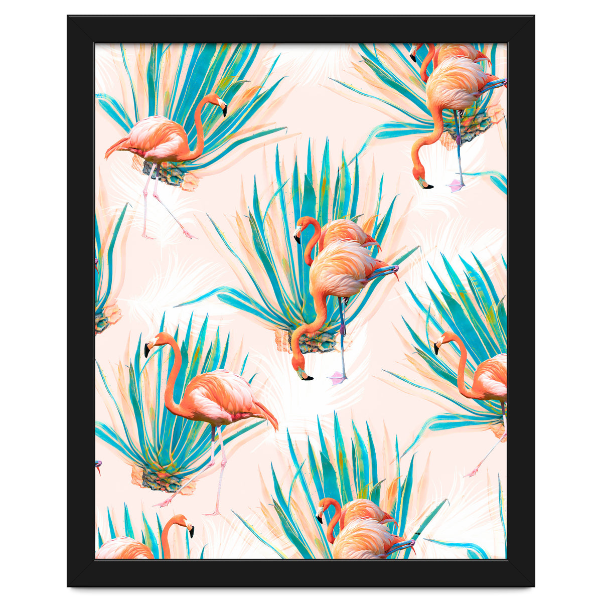 Anaglyph Flamingos with cactus