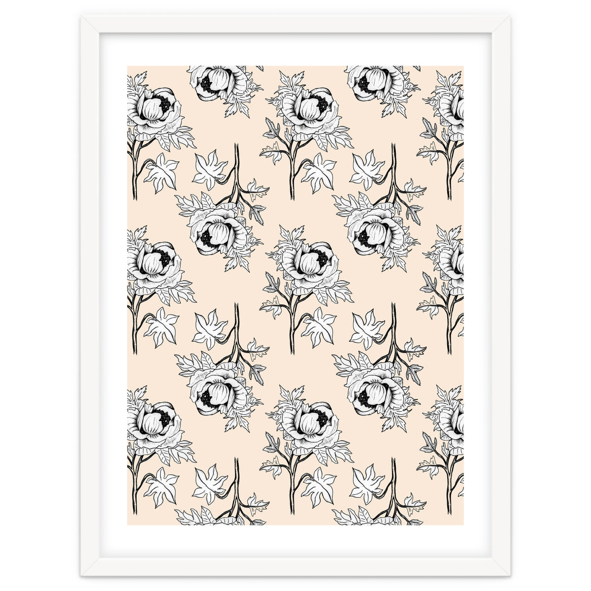 Drawing pattern of roses to pencil on beige