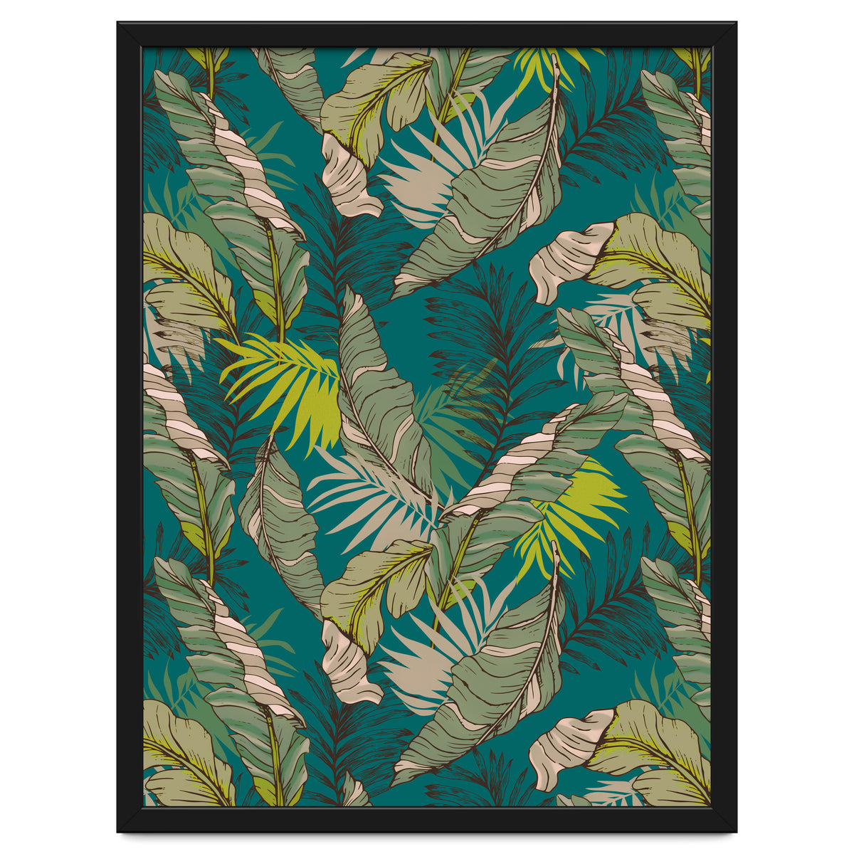 Drawing of wild tropical jungle