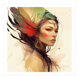 Watercolor Floral Indian Native Woman #14 (Print Only) thumbnail