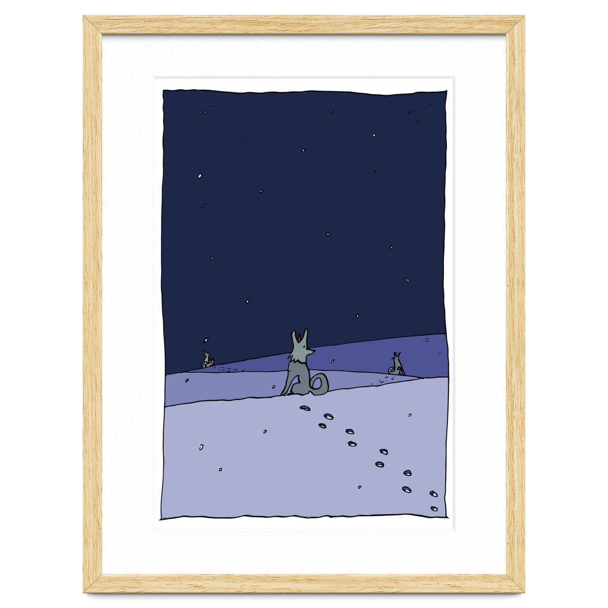 Dogs in Winter Night