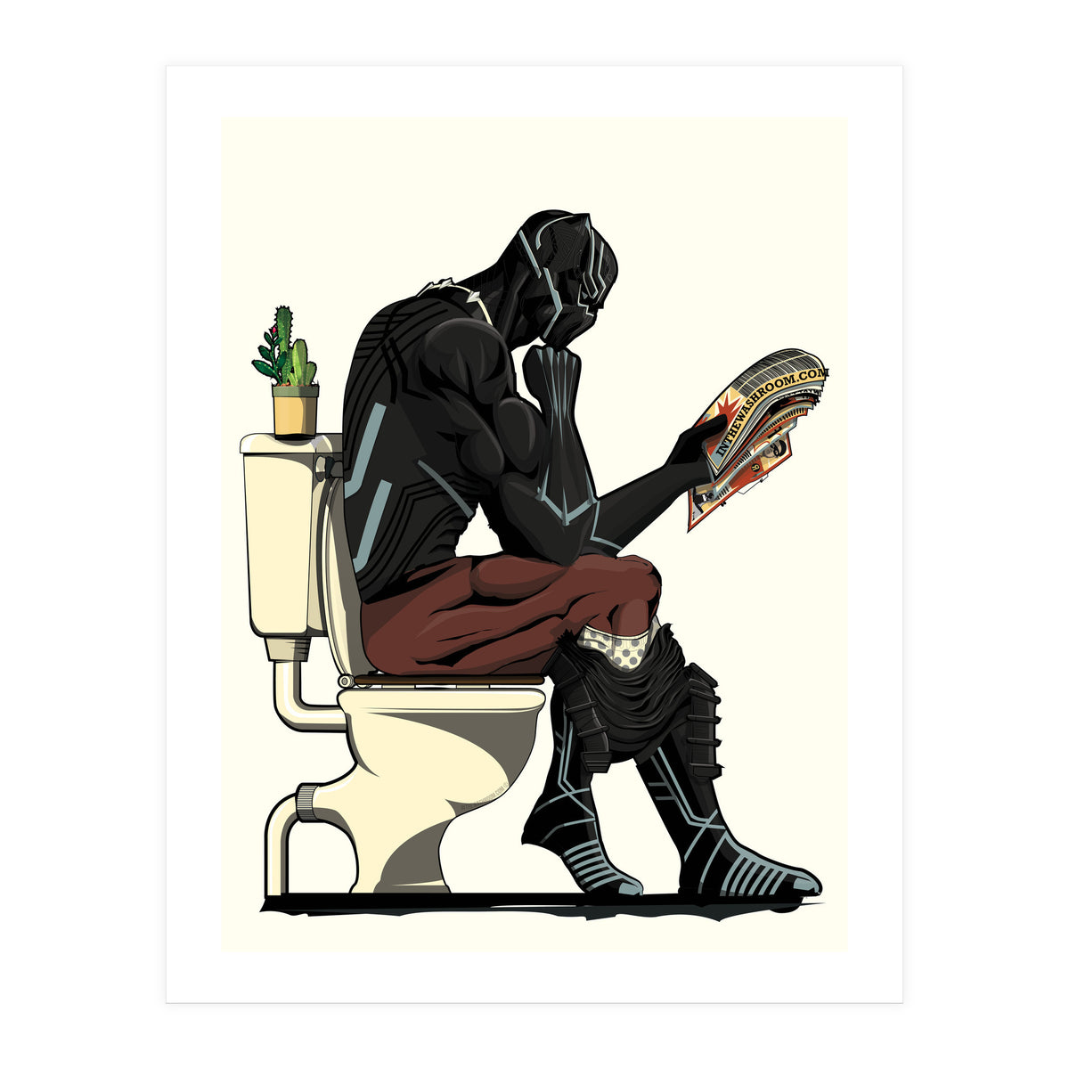 Black Panther on the Toilet, funny bathroom humour (Print Only)