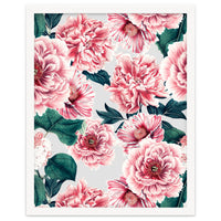 Pattern pink vintage peonies